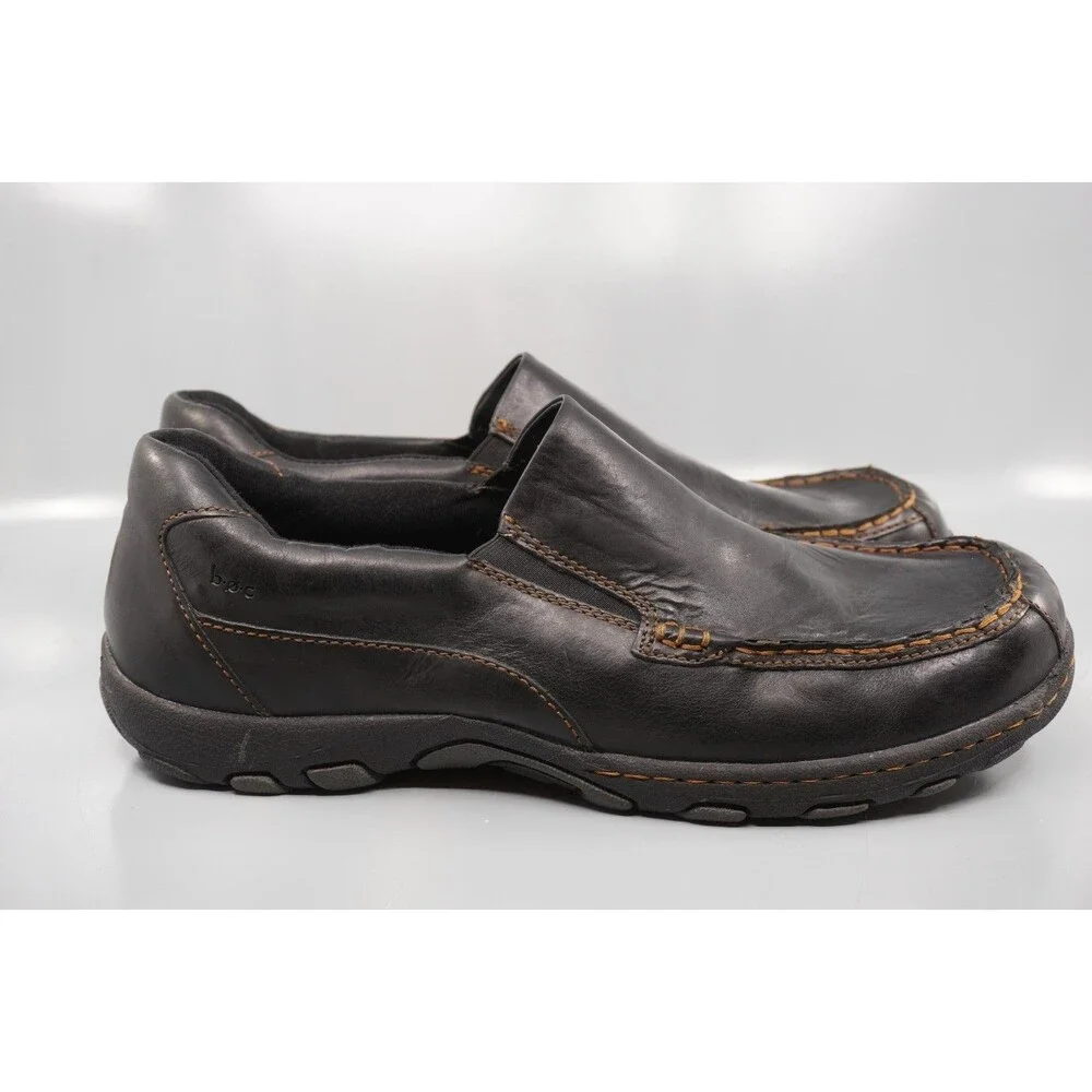Born b.o.c. Eric Men's Loafers Size 14 Black Leather Slip On Comfort Casual Shoe